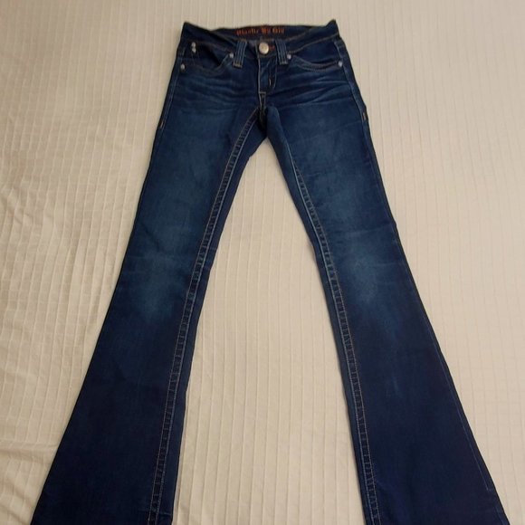 Plastic by Gly low waist bootcut blue jeans. Size 25. - Picture 1 of 10